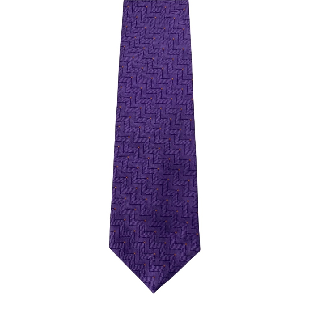 Van Heusen Geometric Silk Tie, Purple